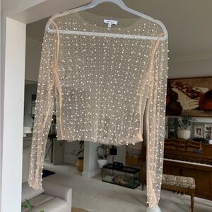 White Birch Sheer Top with Beaded Accents